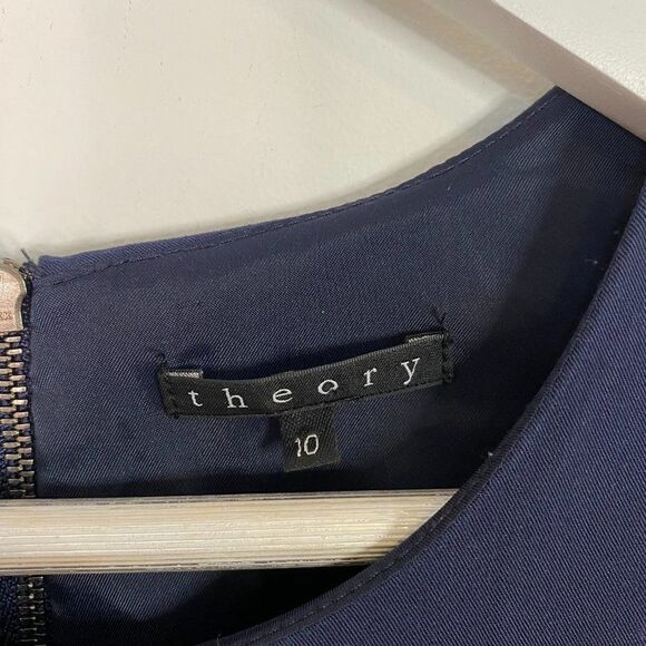 Theory Blue Sleeveless Sheath Dress with Pockets - Picture 6 of 8